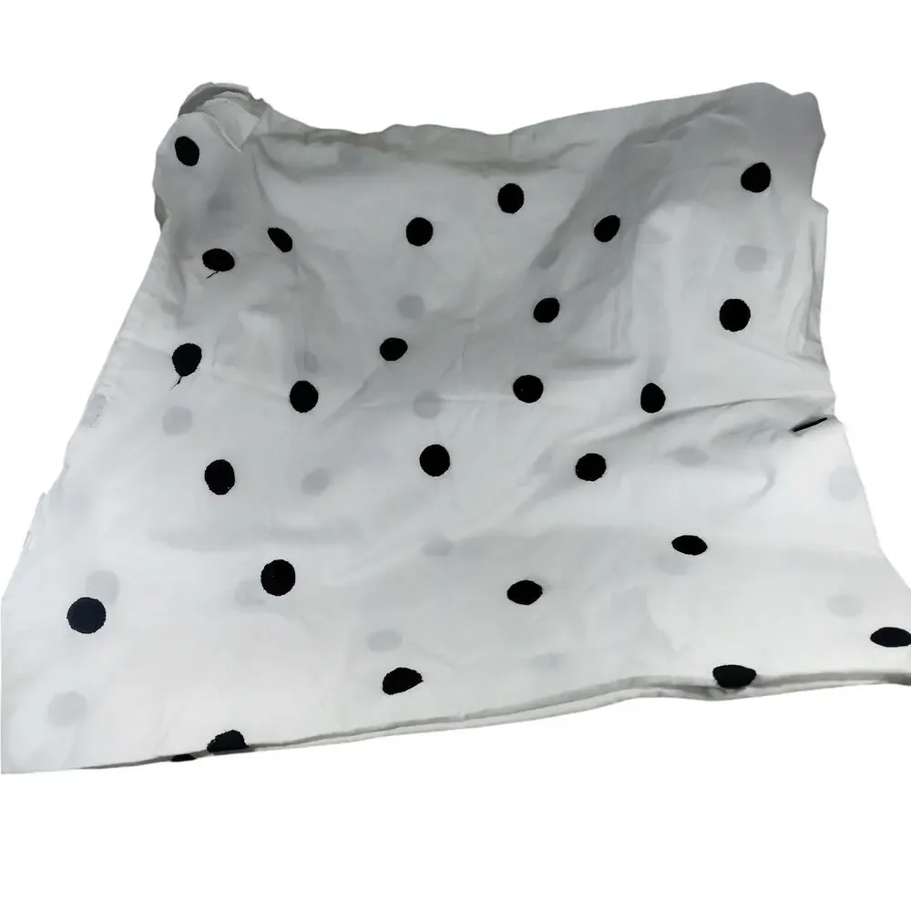 NWOT! PILLOWFORT! PURE WHITE & EMBROIDERED BLACK POLKA DOTS SHOWER CURTAIN!